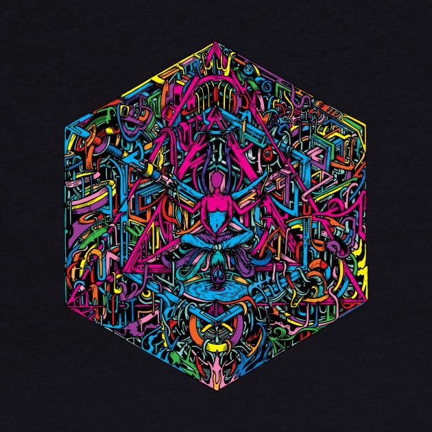 Hexagonal Layers of Reality | Colorful Psychedelic Art by Trippinink